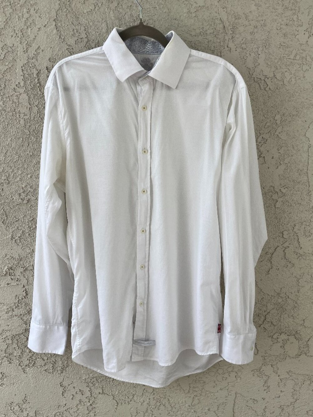 English Laundry Mens 16.5 36/37 White Waffle Texture Long Sleeve Button Up Shirt